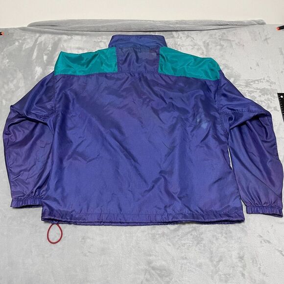 Columbia Jacket Mens Large Purple Vintage 80s Windbreaker 1/2 Zip Radial Sleeve - Picture 9 of 13